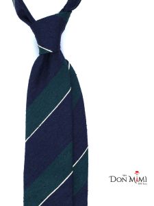 Cravatta 3 pieghe sfoderata DEDALA 100% seta shantung blu/verde