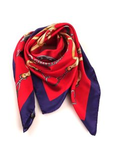 Foulard red 90x90cm in printed silk REINS