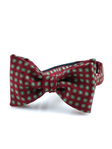 Pre tie bow tie BARBARA english printed silk Dark Red