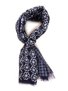 Scarf blue in cotton/linen MIKITA