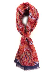 Scarf red in cotton/linen FESTIVAL