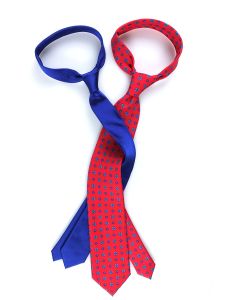 Cravatta 3 pieghe rossa per Lui cravatta 3 pieghe blu elettrico per Lei abbinate in pura seta SPECIAL